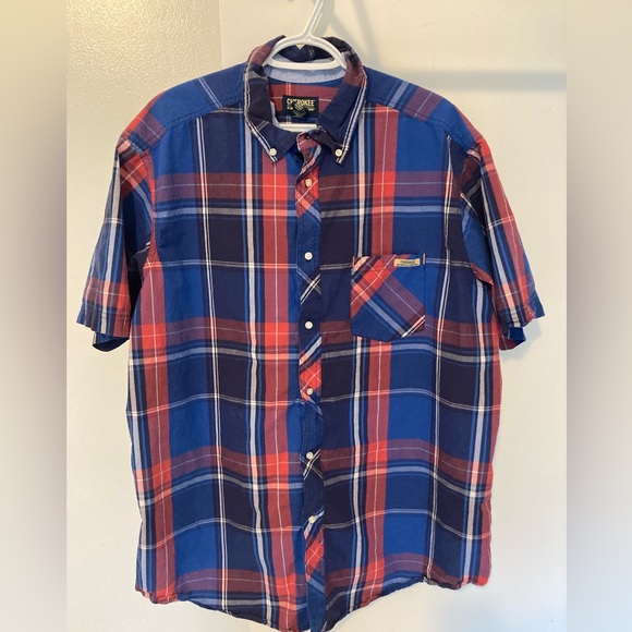 Cherokee checkered short sleeve button up - Picture 1 of 4